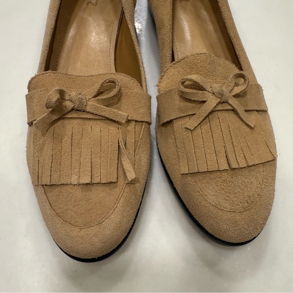 Schutz Loafers Flats Womens 9.5B Suede Leather Slip-On Beige Tan Classic NEW! - Picture 2 of 8